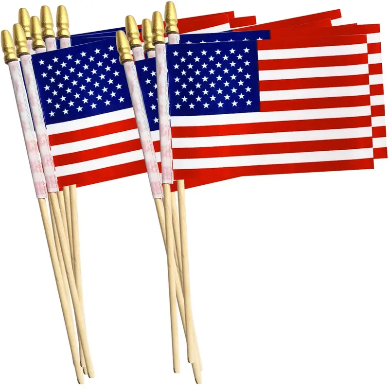 12 Pack Mini American Flags 4X6 Us American Hand Held Stick Flags 1