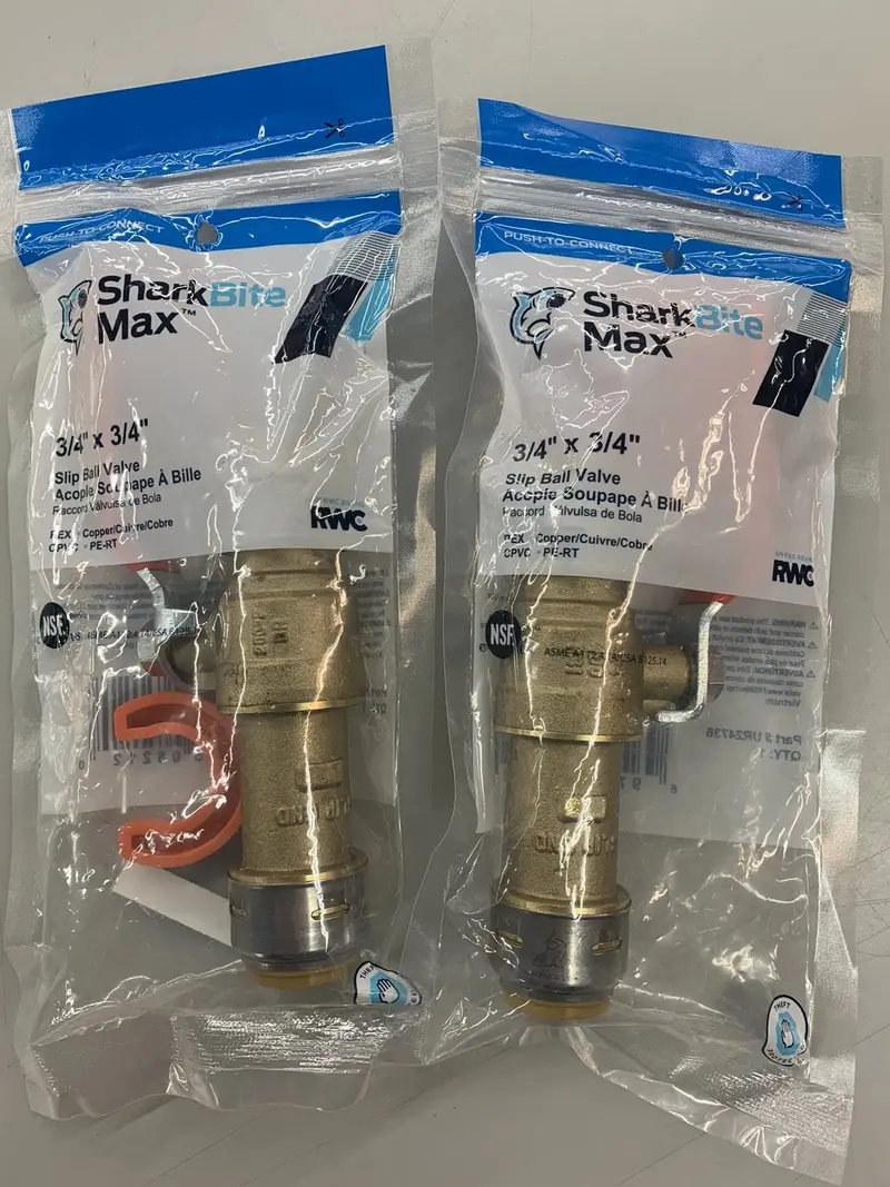 2 Sharkbite Max Ur24736 3/4 In Brass Push-To-Connect Slip Ball Valve Set Of 2 1