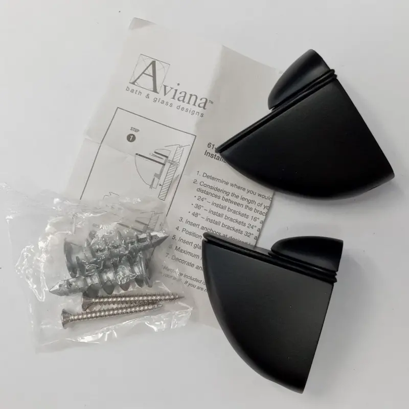 Ariana 61-Bm200blk Marseille Glass Shelf Brackets One Pair Black 1