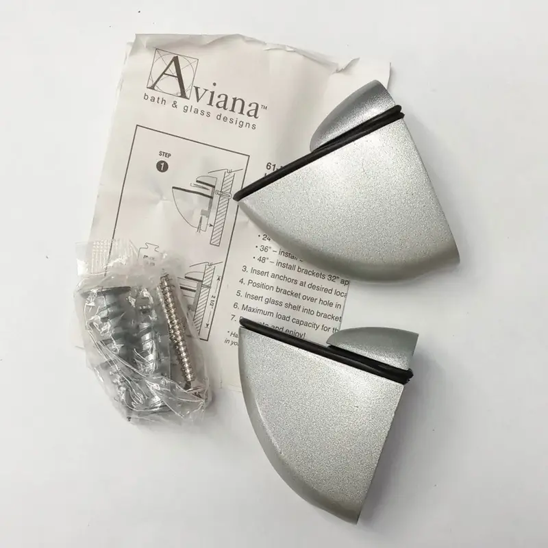 Ariana 61-Bm200sn Marseille Glass Shelf Brackets One Pair Satin Nickel 1
