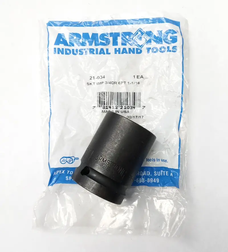 Armstrong 21-034 1-1/16" Impact Socket 6 Point 3/4" Drive Usa 1