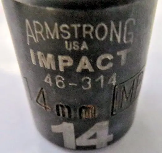 Armstrong 46-314 3/8" Drive 14Mm Impact Socket 12Pt. Usa 1