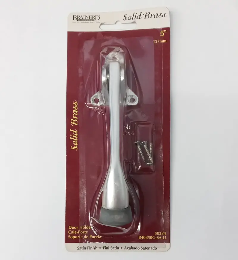 Brainerd 50334 Solid Brass 5" Kickdown Door Holder Satin Finish 1