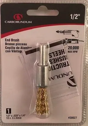 Carborundum 38627 1/2" End Brush 1/2" X .020" X 1/4" 1