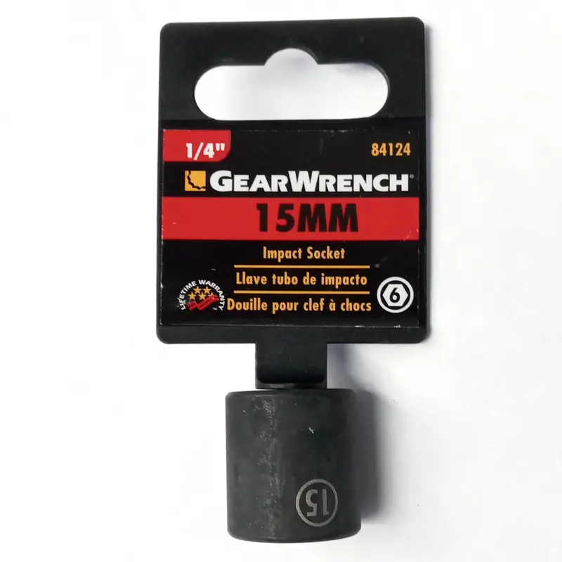 Gearwrench 84124 6 Point Standard Impact Socket Metric 1/4" Drive X 15 Mm 1