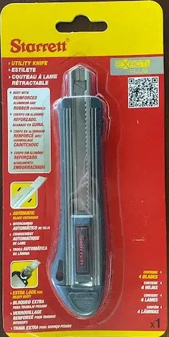 Starrett Small Aluminum Body Automatic Locking Utility Knife Kuxp020-N 1