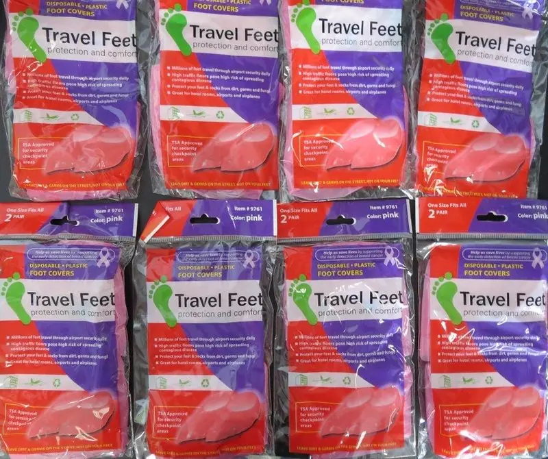 Travel Feet 9761 Disposable Non-Skid Pink Foot Covers Tsa Approved 8(2 Pks) 1