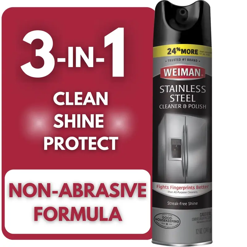 Weiman Stainless Steel Cleaner & Polish Spray For Kitchen And Home Appliances 17Oz. 1