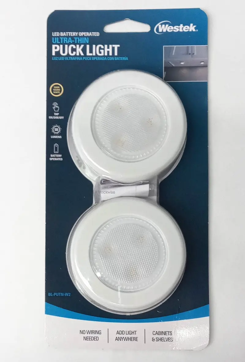 Westek Ultra Thin Wireless Led Puck Light Battery Operated Bl-Putn-W2 1