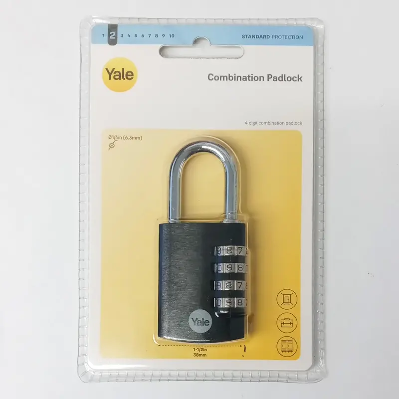 Yale Ye3cb-38-131-1-Bk Combination Padlock, 4 Digit, Standard Security 1