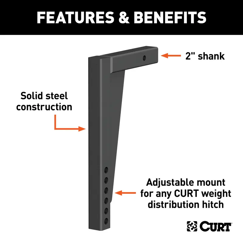 Curt Weight Distribution Shank – 2-Inch Receiver, 14.5-Inch Vertical Drop 1