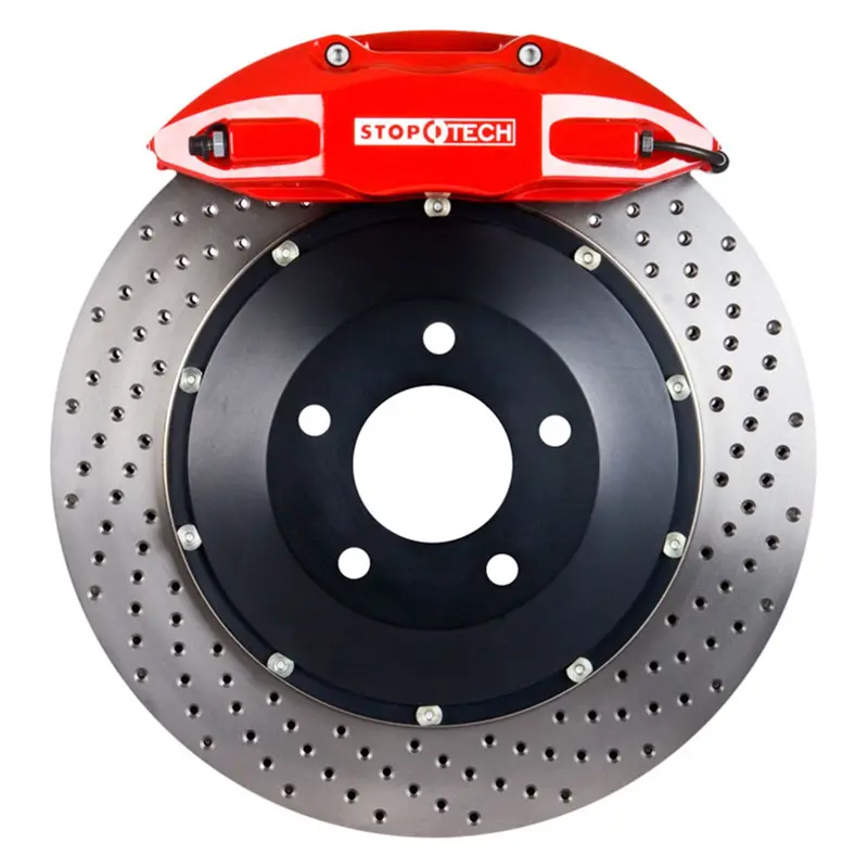 Stoptech Big Brake Kit – Front, Red Calipers, Two-Piece Drilled Rotors (Model 83.197.0057.72) 1