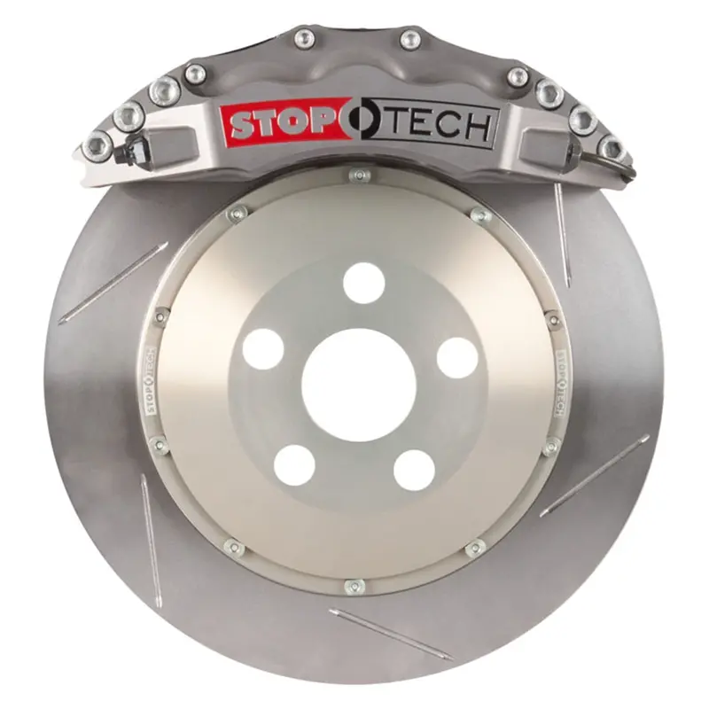 Stoptech Trophy Sport Front Big Brake Kit – Silver Calipers With Two-Piece Slotted Rotors 1